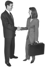 man and woman shaking hands